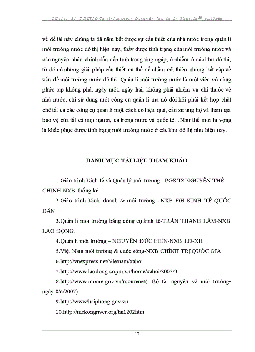 image for page Thực trạng va giải pháp của nhà nước trong việc giải quyết vấn đề môi trường nước ở đô thị hiện nay