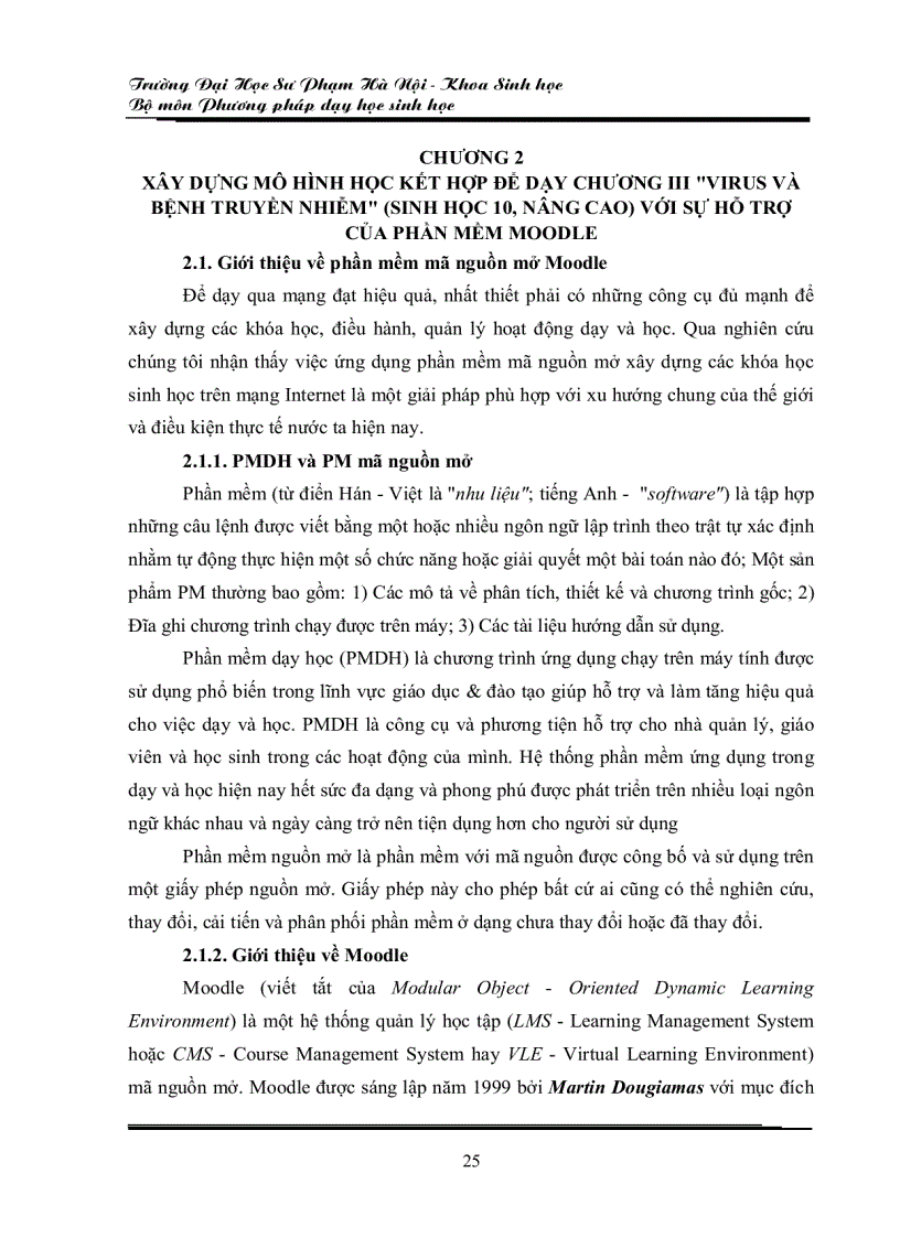 image for page Xây dựng mô hình học kết hợp để dạy sinh học 10 THPT nâng cao với sự hỗ trợ của phần mềm Moodle