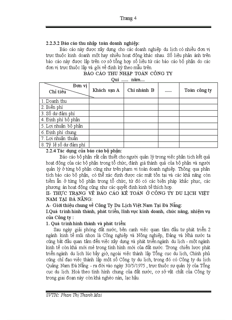 Thực trạng báo cáo kế toán ở công ty du lịch việt nam tại đà nẵng