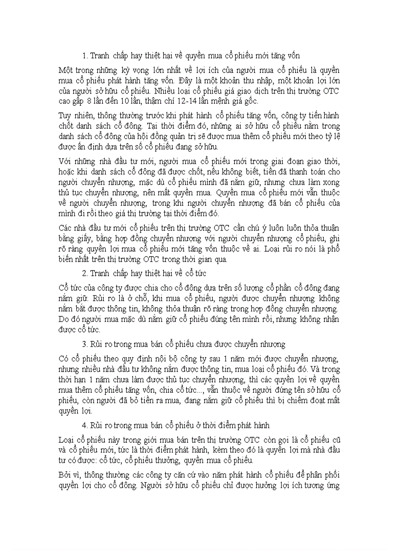 image for page Những rủi ro trên thị trường chứng khoán OTC và Những biện pháp nhằm hạn chế rủi ro trong kinh doanh chứng khoán OTC