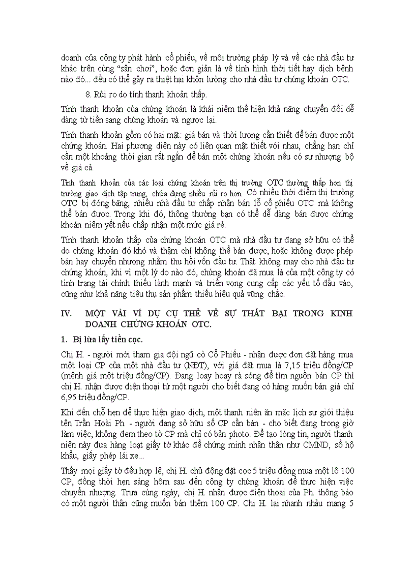 image for page Những rủi ro trên thị trường chứng khoán OTC và Những biện pháp nhằm hạn chế rủi ro trong kinh doanh chứng khoán OTC