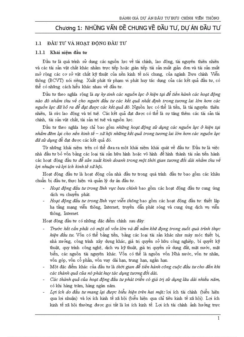 image for page Đánh giá dự án đầu tư Bưu Chính Viễn Thông