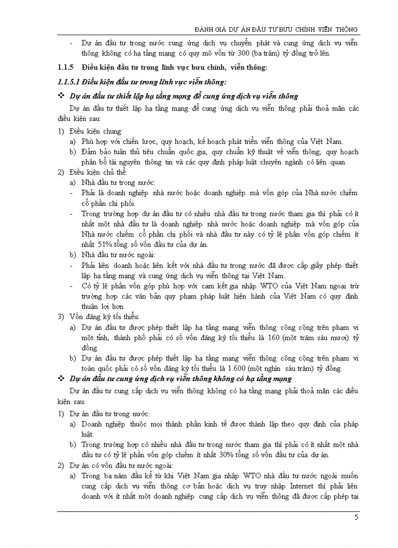 image for page Đánh giá dự án đầu tư Bưu Chính Viễn Thông