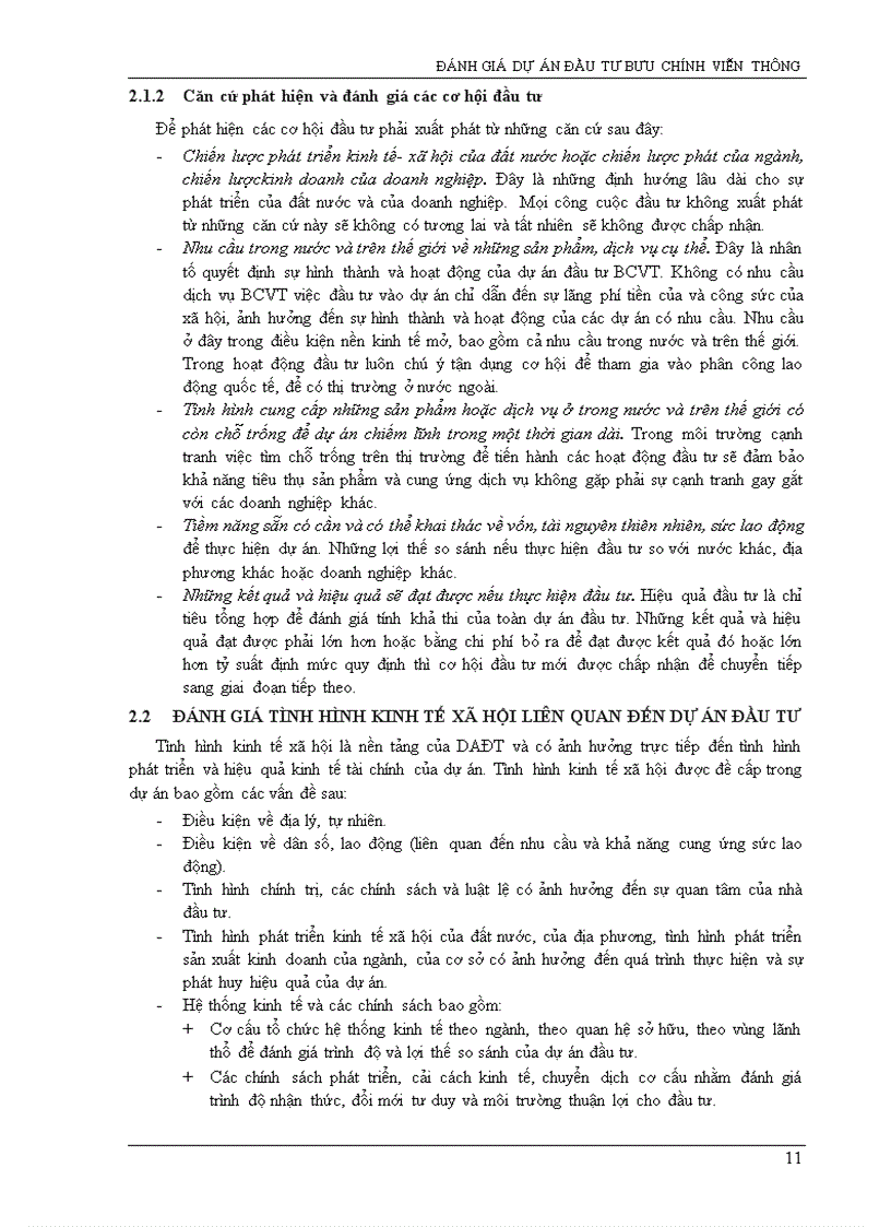 image for page Đánh giá dự án đầu tư Bưu Chính Viễn Thông