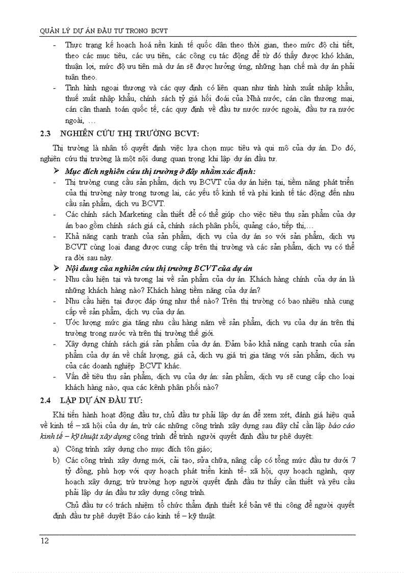 image for page Đánh giá dự án đầu tư Bưu Chính Viễn Thông