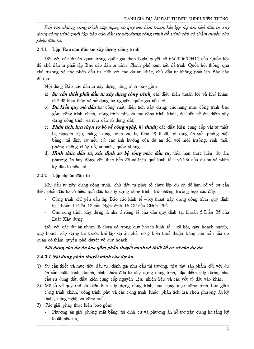 image for page Đánh giá dự án đầu tư Bưu Chính Viễn Thông