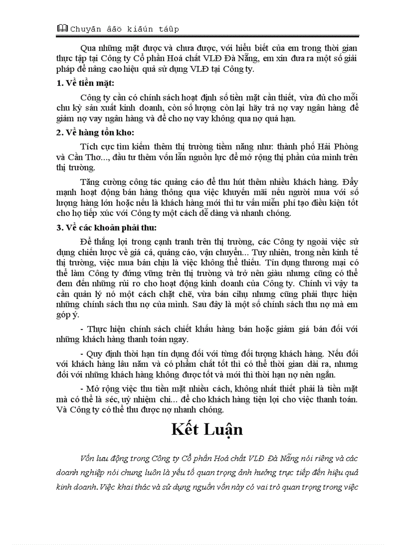 image for page Phân tích hiệu quả sử dụng vốn lưu động tại Công ty Cổ phần Hoá chất VLĐ Đà Nẵng