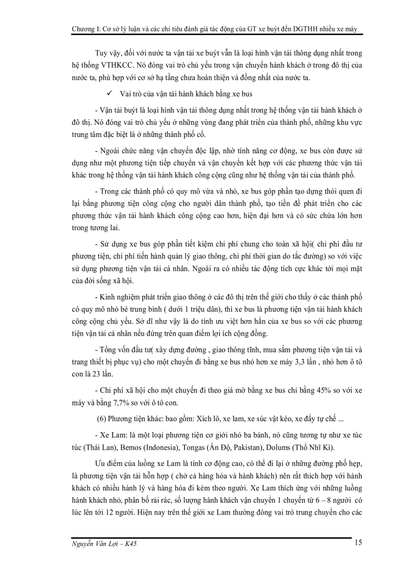 image for page Phân tích tác động của giao thông xe buýt đến dòng giao thông hỗn hợp nhiều xe máy trên tuyến lê duẩn