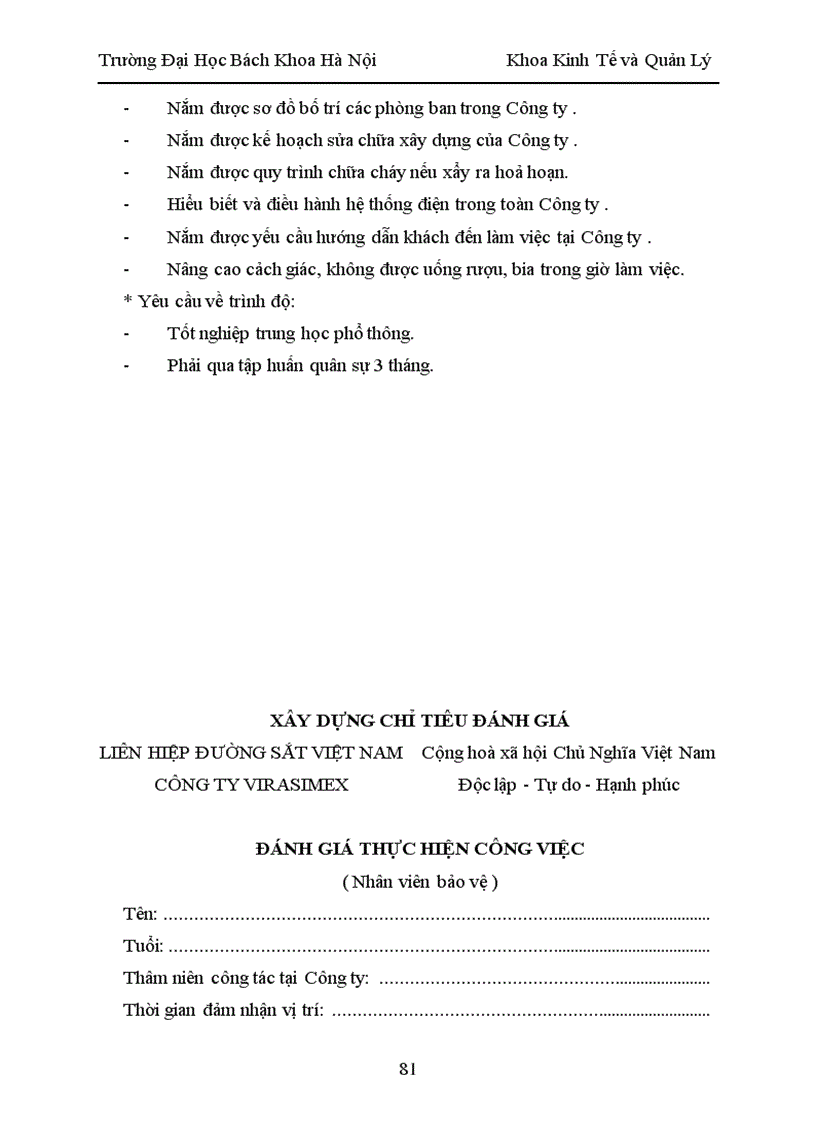 image for page Nghiên cứu và xây dựng chỉ tiêu đánh giá thực hiện công việc cho một số vị trí điển hình của cán bộ nhân viên ở Công ty xuất nhập khẩu cung ứng thiết bị vật tư đường sắt