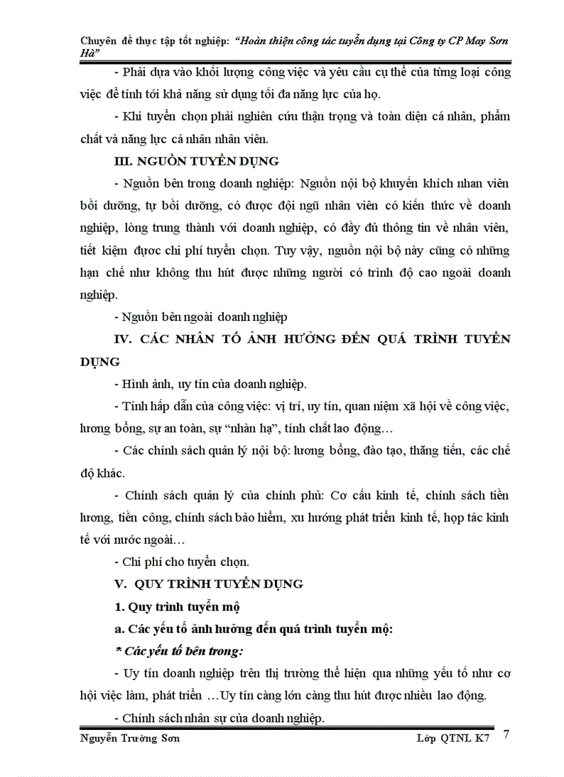 image for page Hoàn thiện công tác tuyển dụng nhân sự tại Công ty Cổ phần May Sơn Hà