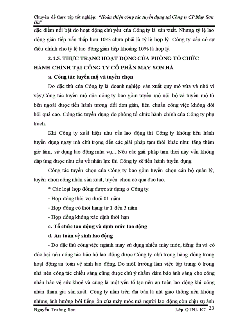 image for page Hoàn thiện công tác tuyển dụng nhân sự tại Công ty Cổ phần May Sơn Hà