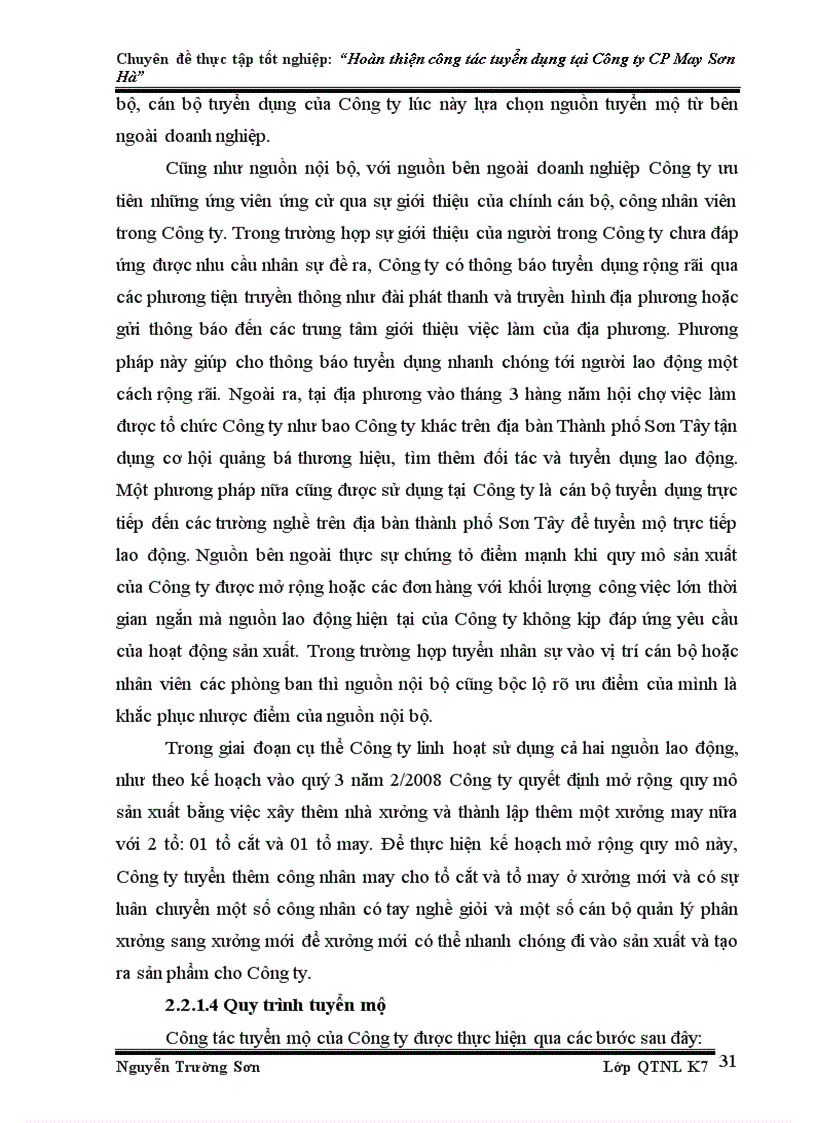 image for page Hoàn thiện công tác tuyển dụng nhân sự tại Công ty Cổ phần May Sơn Hà