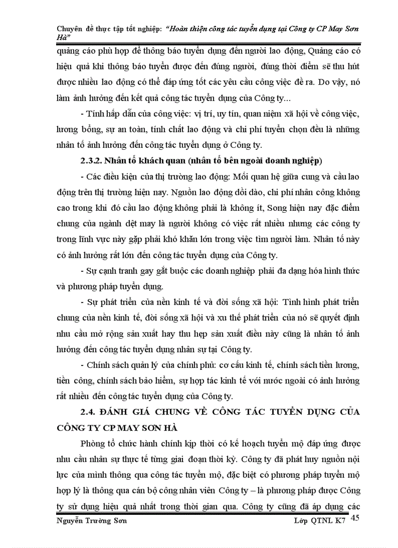 image for page Hoàn thiện công tác tuyển dụng nhân sự tại Công ty Cổ phần May Sơn Hà