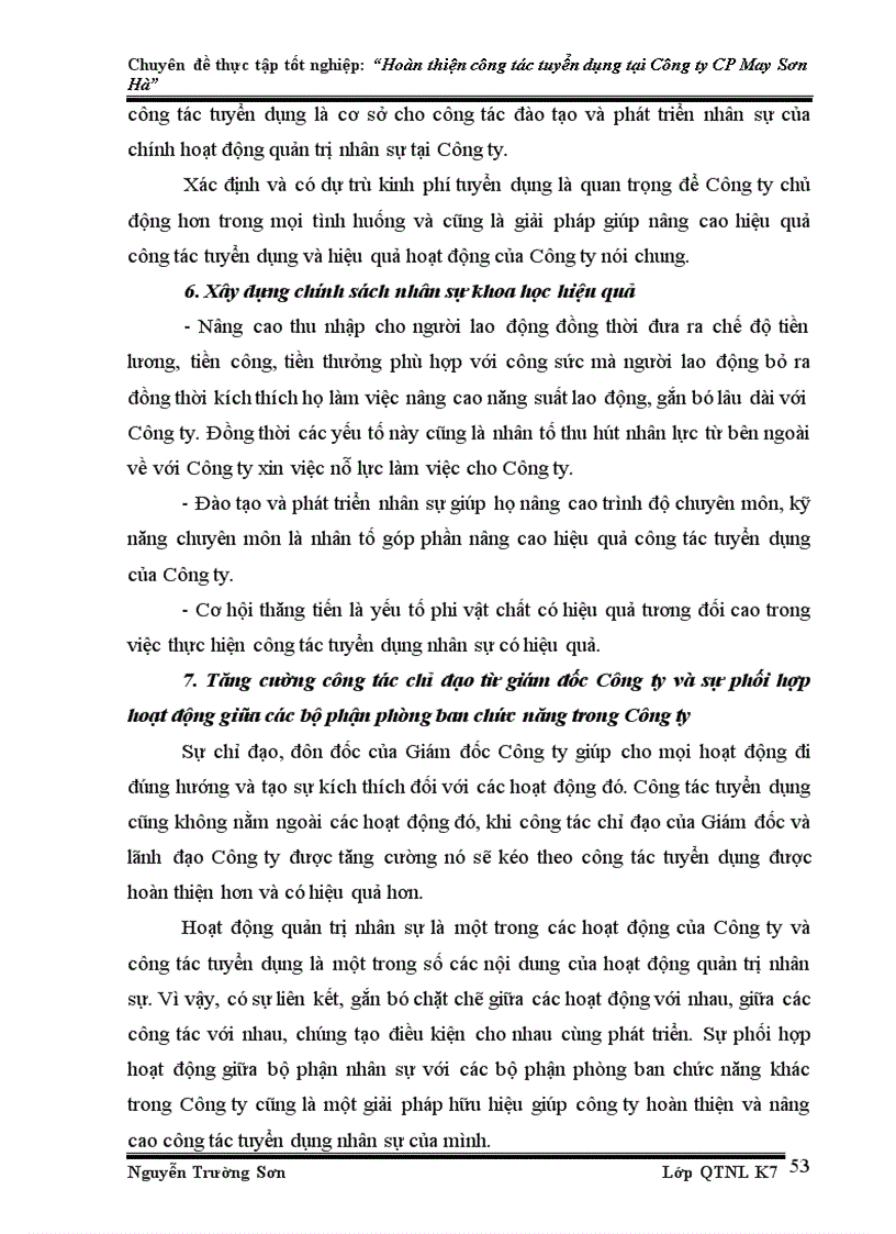 image for page Hoàn thiện công tác tuyển dụng nhân sự tại Công ty Cổ phần May Sơn Hà