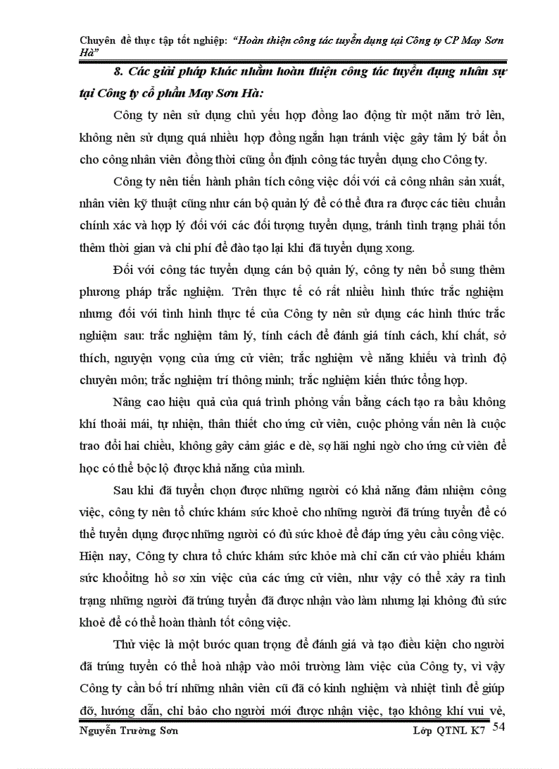 image for page Hoàn thiện công tác tuyển dụng nhân sự tại Công ty Cổ phần May Sơn Hà