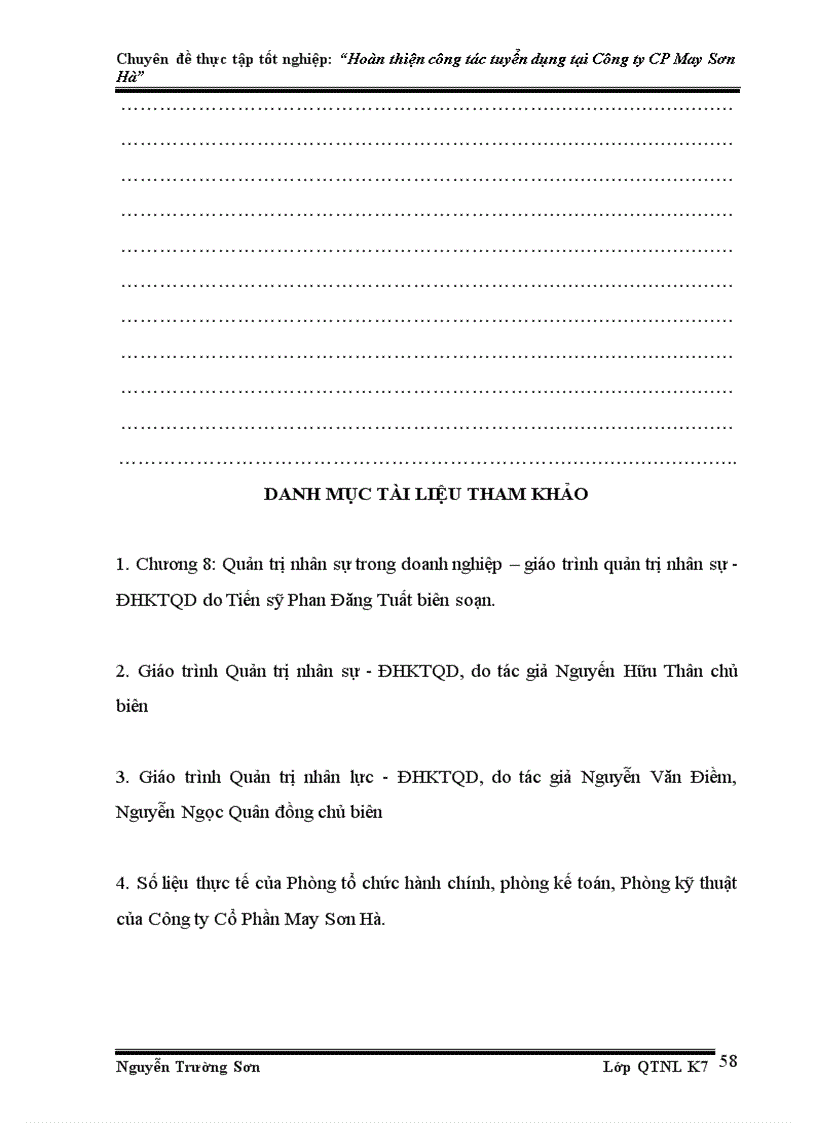 image for page Hoàn thiện công tác tuyển dụng nhân sự tại Công ty Cổ phần May Sơn Hà