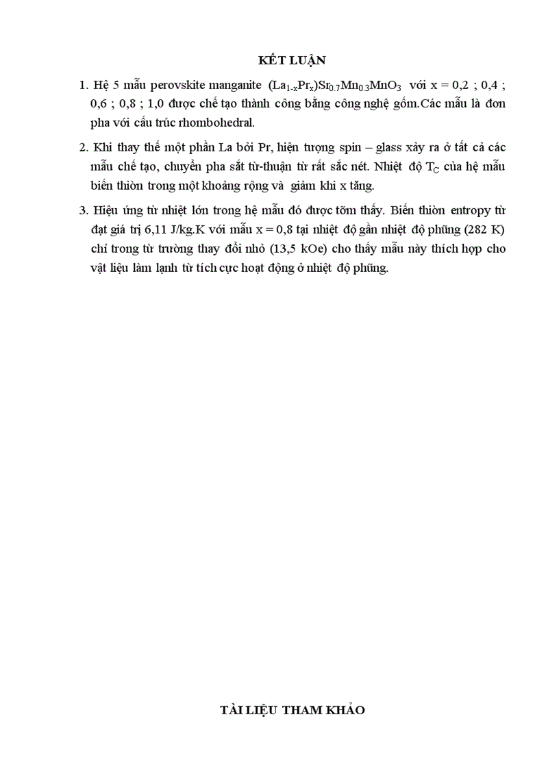 image for page Hiệu ứng từ nhiệt lớn trong hệ vật liệu perovskite La1 xPrx 0 7Sr0 3MnO3