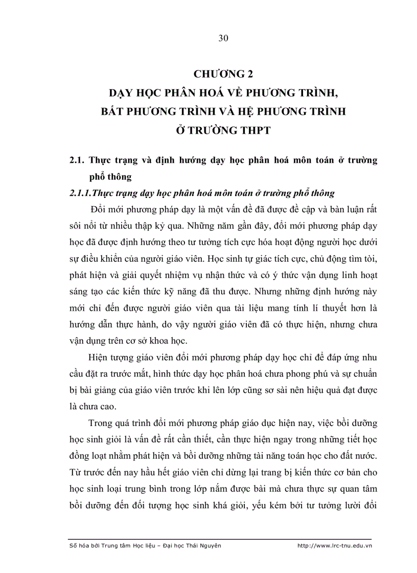 image for page Dạy học phân hoá qua tổ chức ôn tập một số chủ đề phương trình bất phương trình hệ phương trình vô tỉ THPT