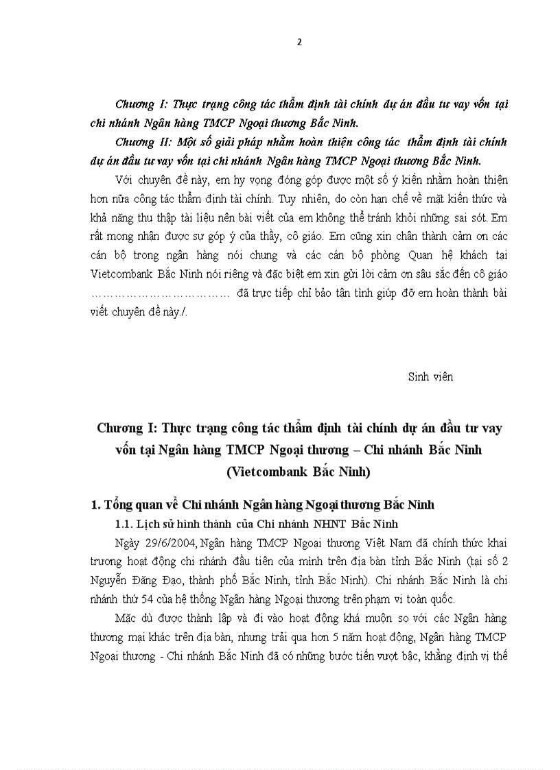 image for page Hoàn thiện công tác thẩm định tài chính dự án đầu tư vay vốn ngân hàng TMCP Ngoại Thương Việt Nam Chi nhánh Bắc Ninh