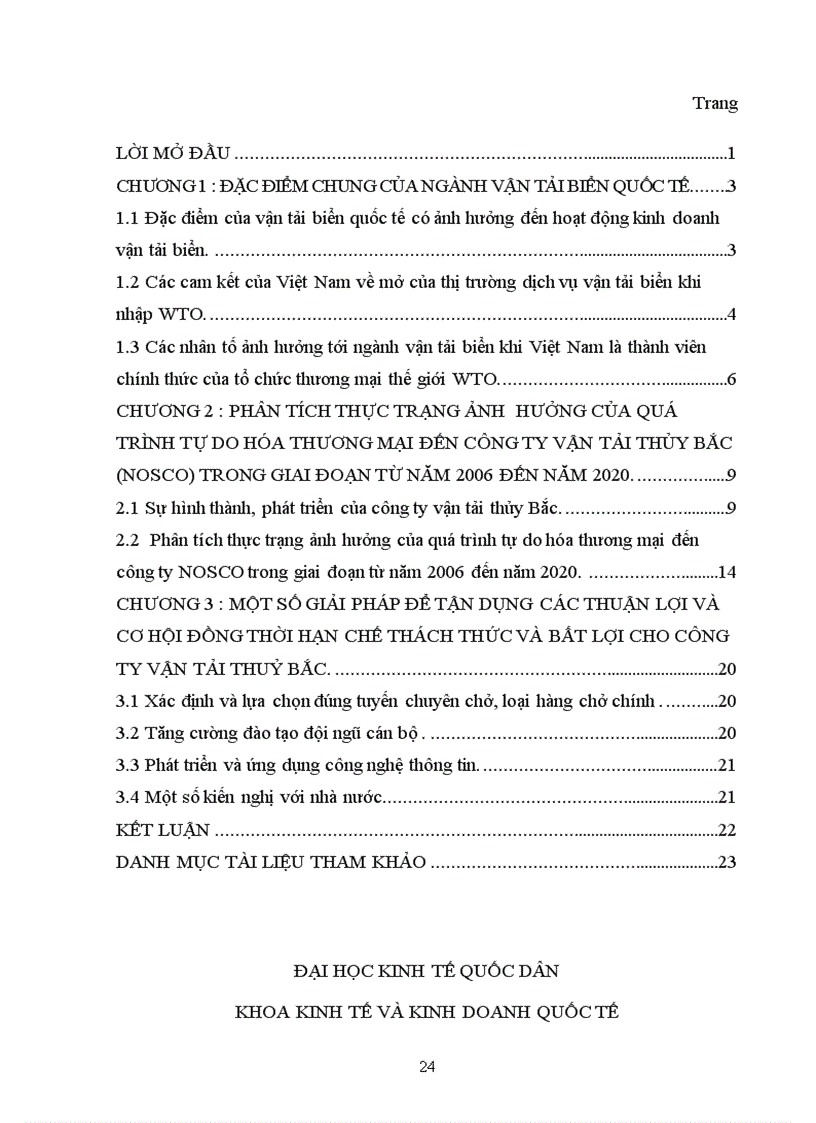 image for page Phân tích ảnh hưởng của quá trình tự do hoá thương mại đến công ty vận tải thủy Bắc NOSCO