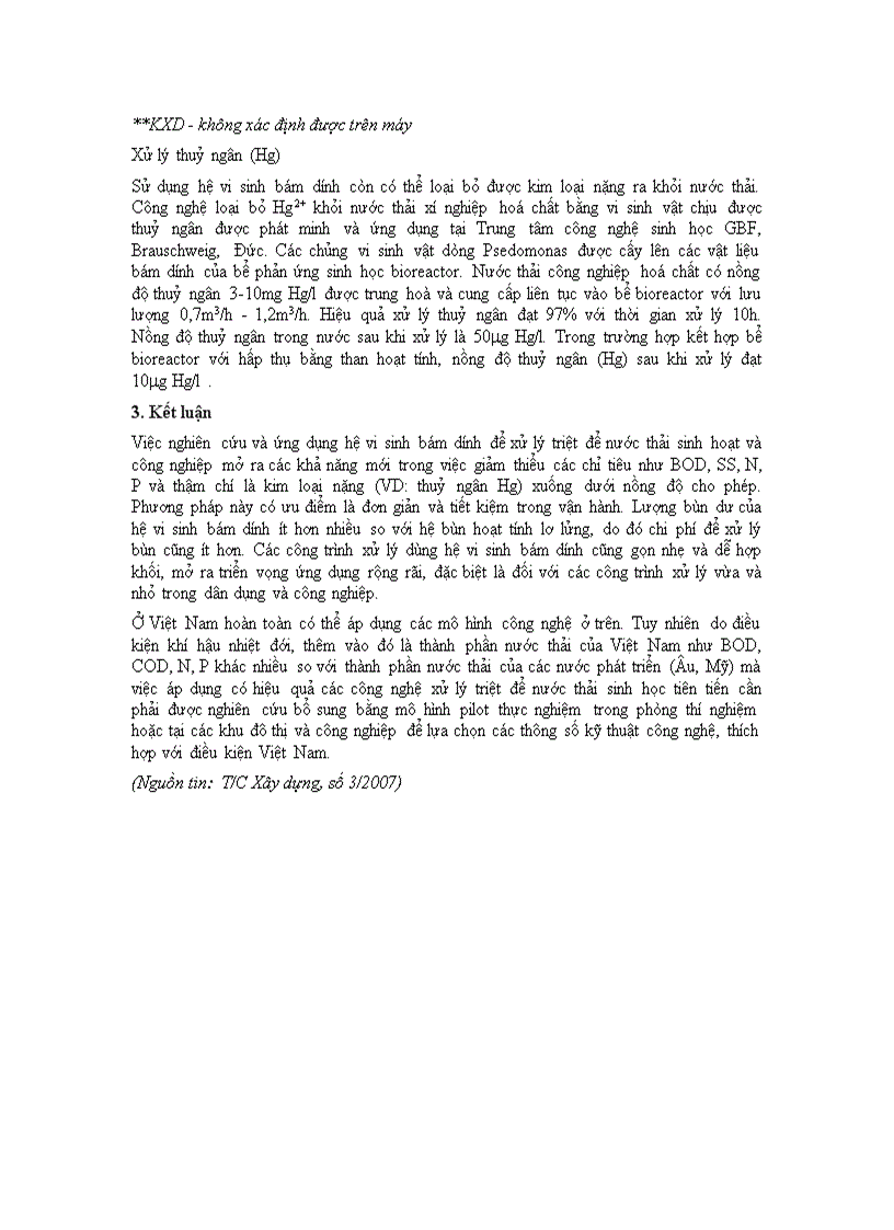 image for page Ứng dụng hệ vi sinh bám dính trong xử lý triệt để nước thải