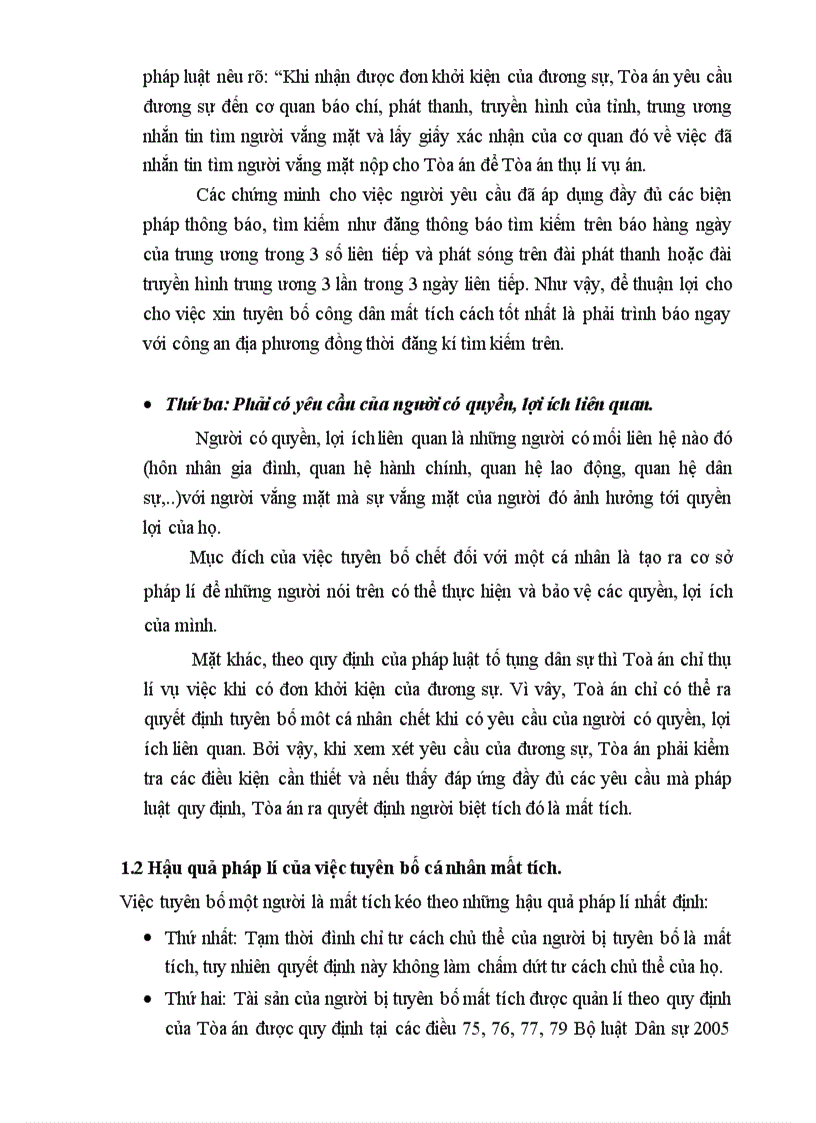 image for page Tuyên bố chết mất tích và hậu quả pháp lí của việc tuyên bố cá nhân mất tích và tuyên bố cá nhân chết