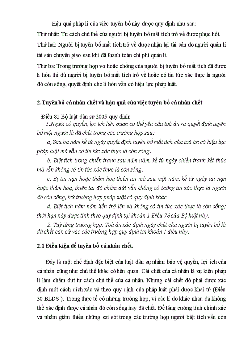 image for page Tuyên bố chết mất tích và hậu quả pháp lí của việc tuyên bố cá nhân mất tích và tuyên bố cá nhân chết
