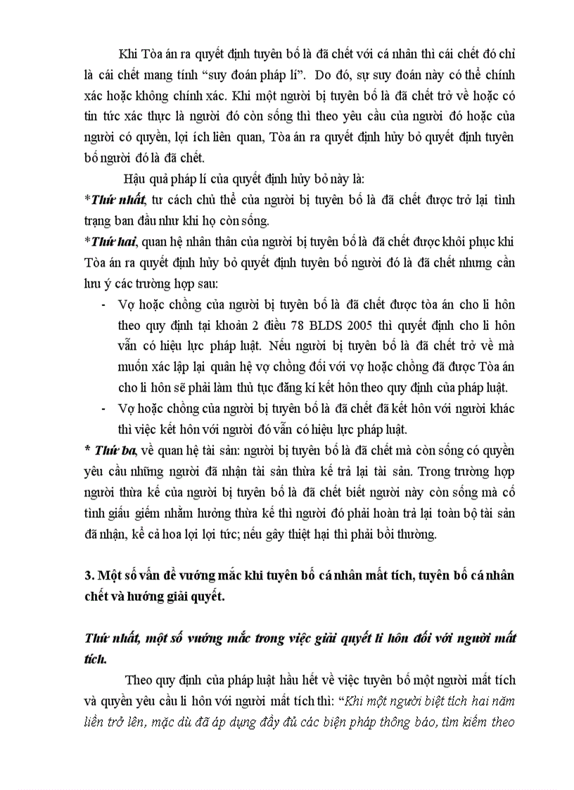 image for page Tuyên bố chết mất tích và hậu quả pháp lí của việc tuyên bố cá nhân mất tích và tuyên bố cá nhân chết
