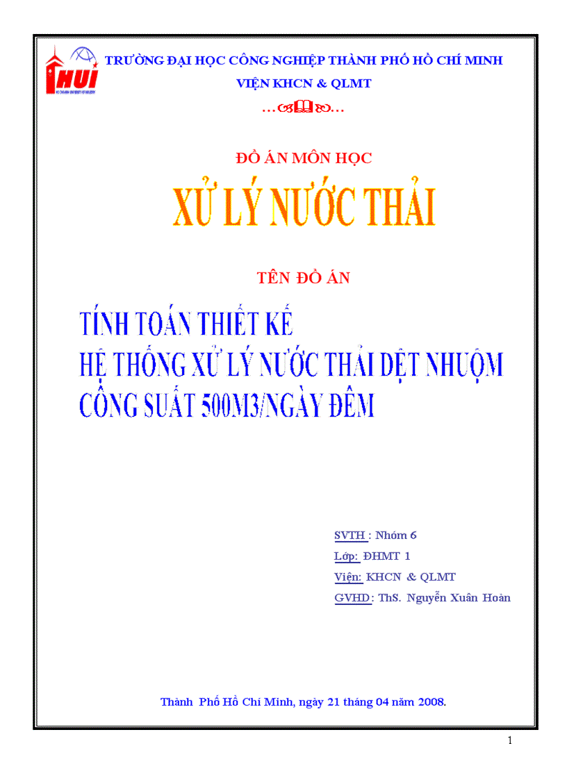 image for page Đồ án xử lý nước thải dệt nhuộm