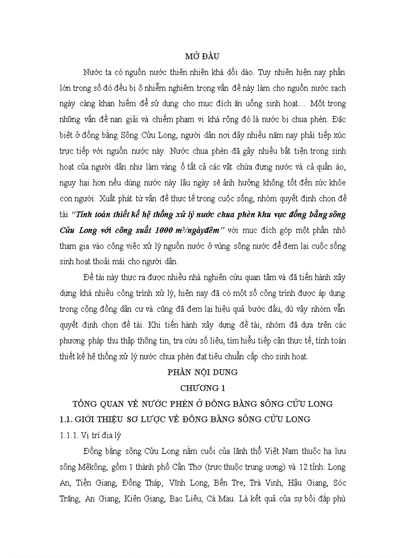 image for page Đồ án xử lý nước nhiễm phèn khu vực Đồng Bằng Sông Cửu Long