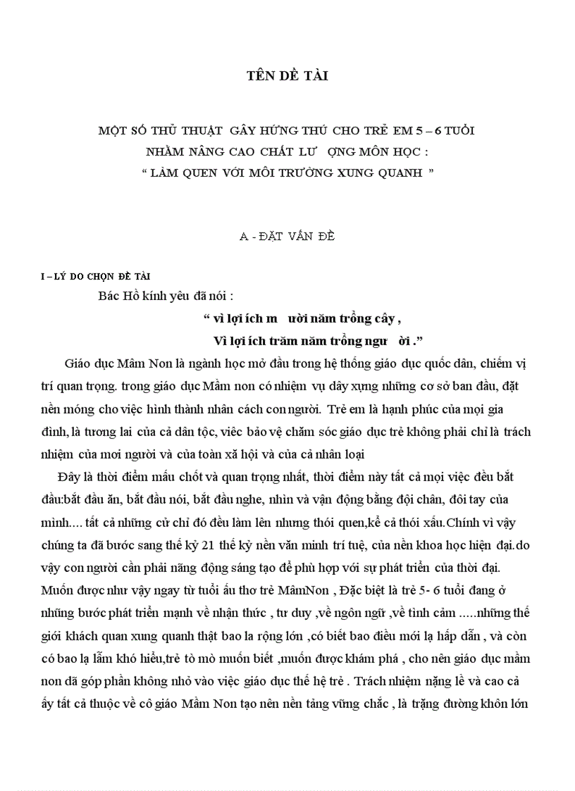 image for page Một số thủ thuật gây hứng thú cho trẻ em 5 6 tuổi nhằm nâng cao chất lượng môn học làm quen với môi trường xung quanh