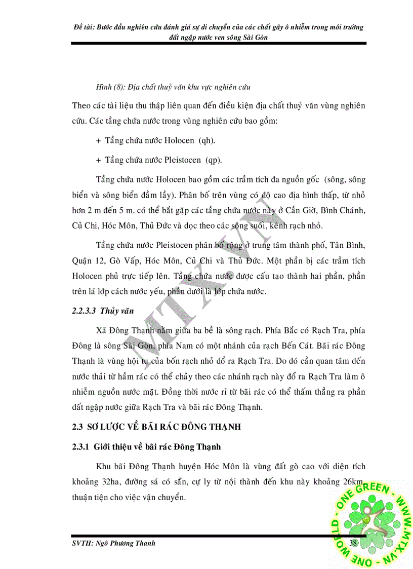 image for page Bước đầu nghiên cứu đánh giá sự di chuyển của các chất gây ô nhiễm trong môi trường đất ngập nước ven sông Sài Gòn