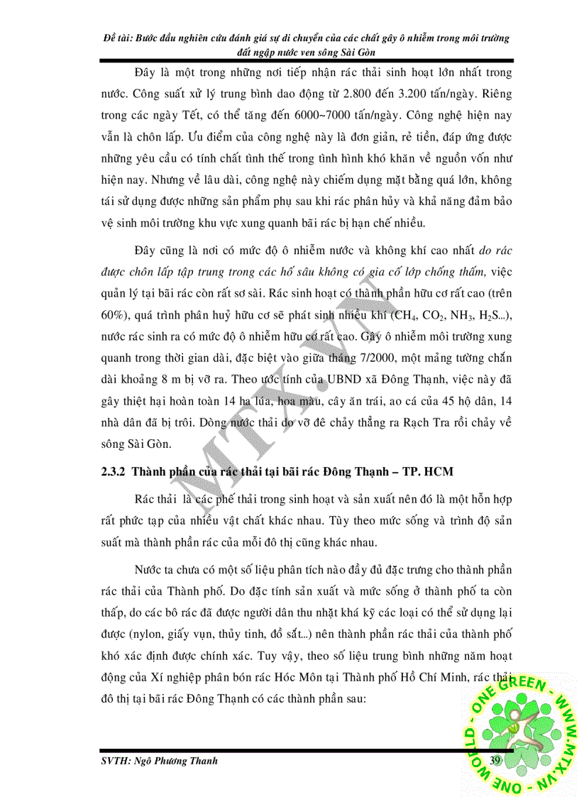 image for page Bước đầu nghiên cứu đánh giá sự di chuyển của các chất gây ô nhiễm trong môi trường đất ngập nước ven sông Sài Gòn