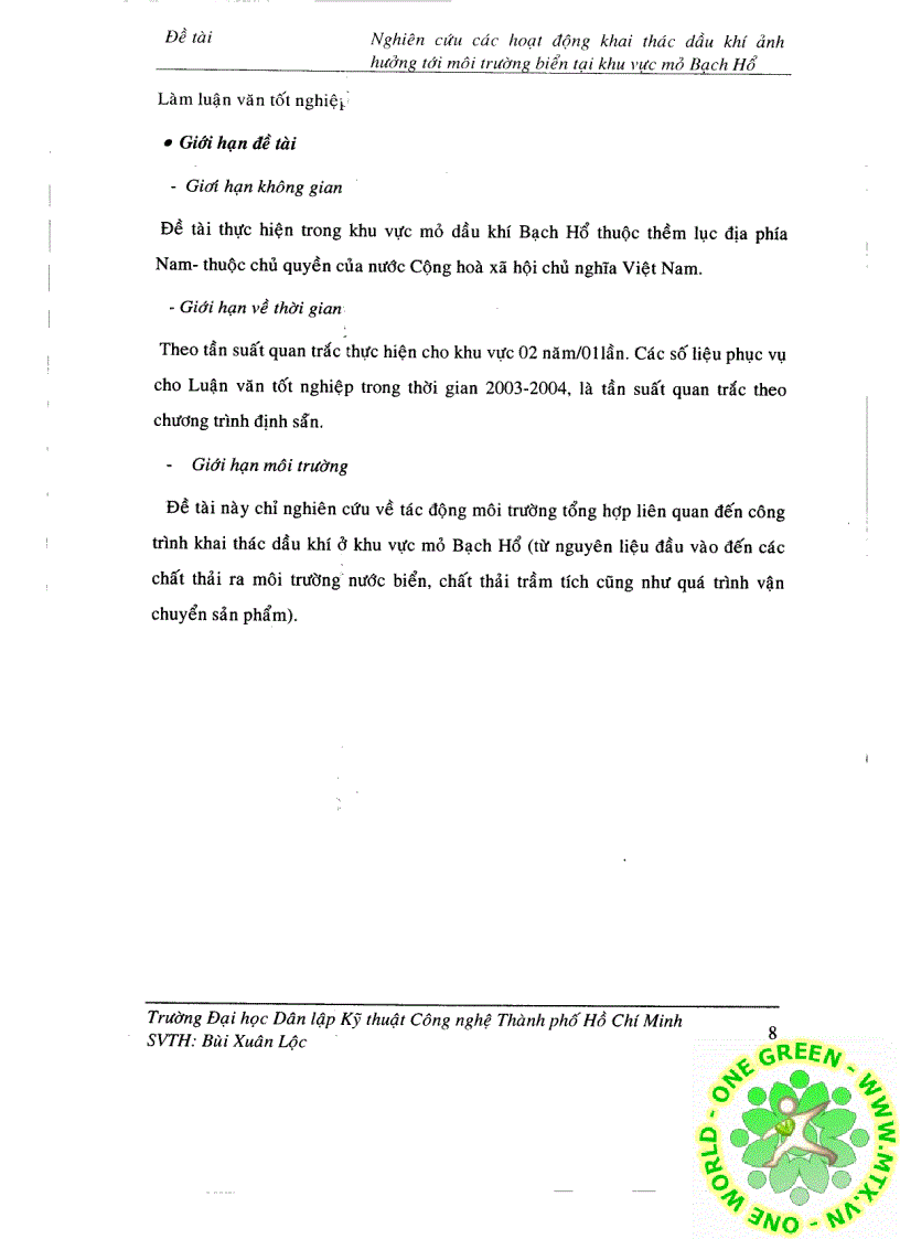 image for page Nghiên cứu các hoạt động khai thác dầu khí ảnh hưởng tới môi trường biển tại khu vực mỏ Bạch Hổ
