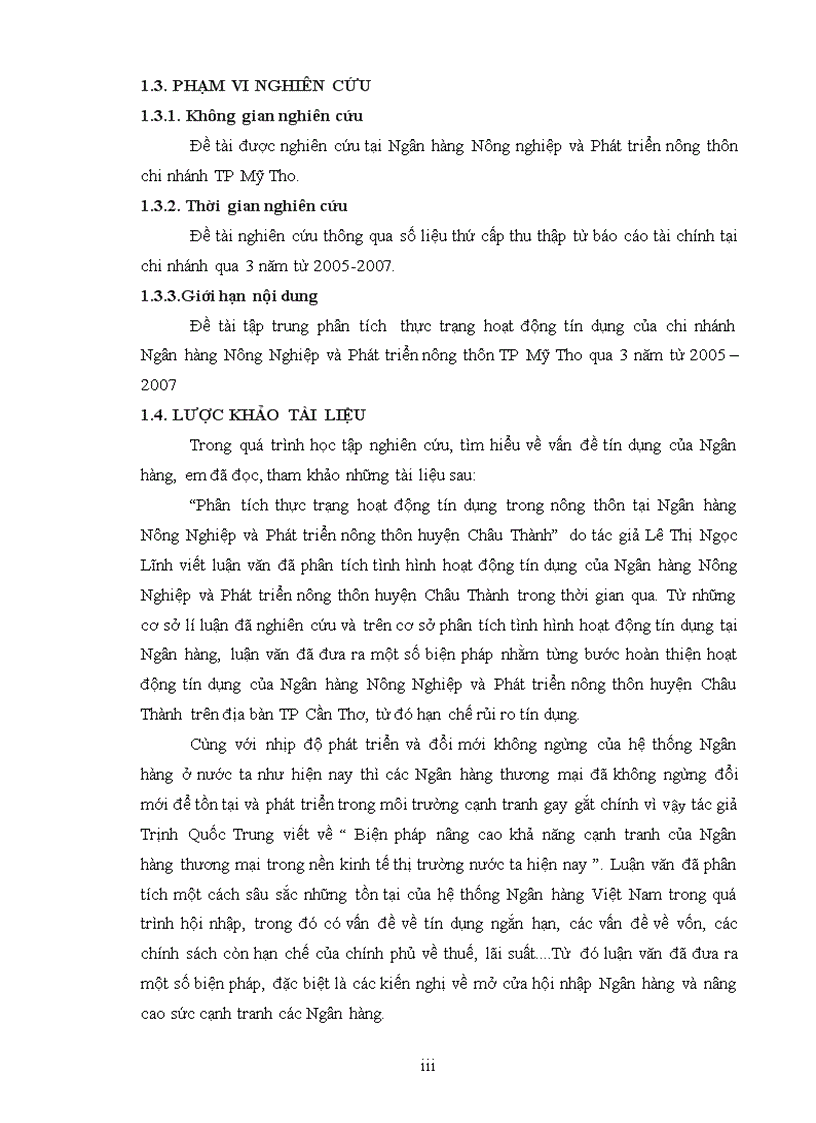 image for page Phân tích hoạt động tín dụng tại ngân hàng nông nghiệp và phát triển nông thôn chi nhánh tp mỹ tho