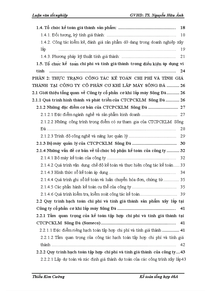 image for page Kế toán chi phí và tính giá thành phẩm tại Công ty Cổ phần Cơ khí lắp máy Sông Đà