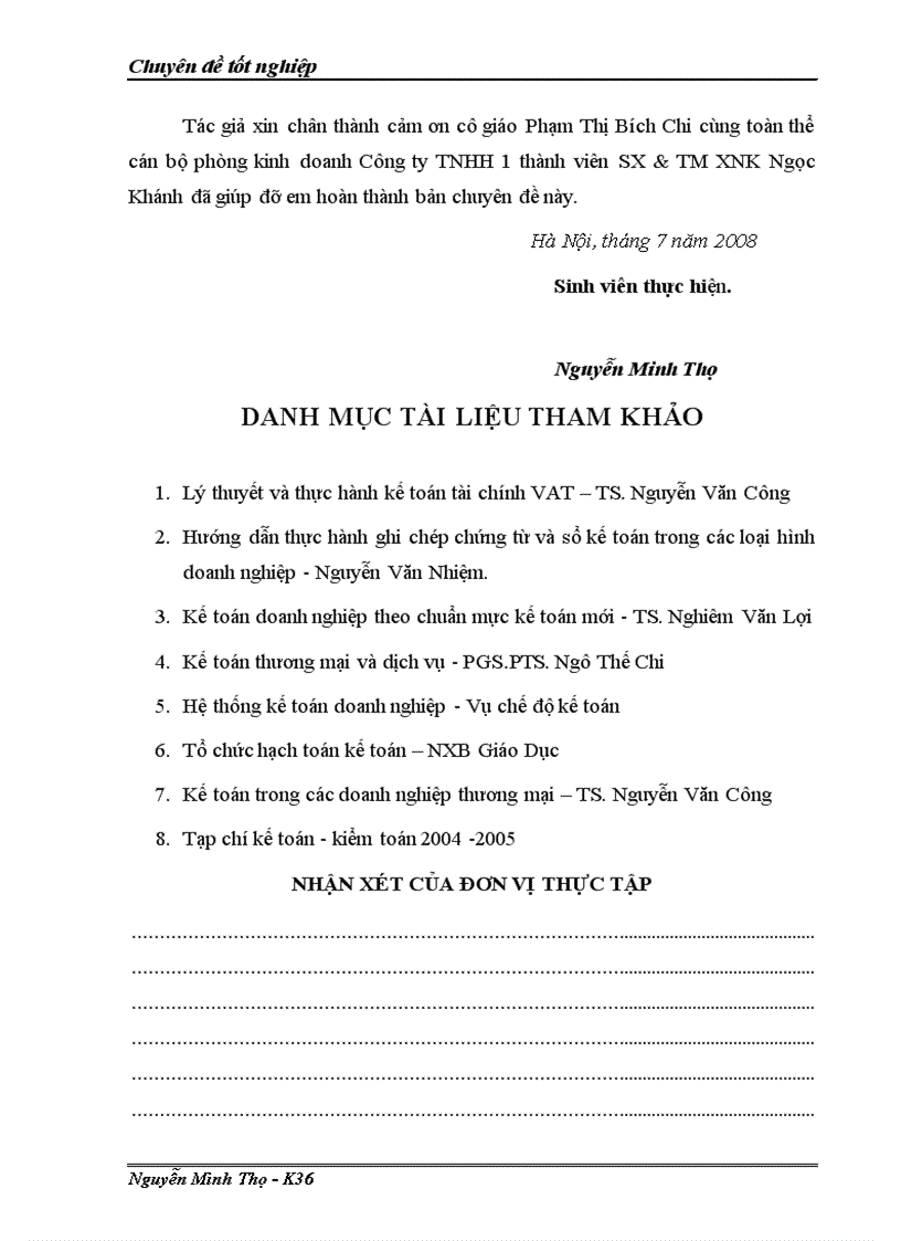 image for page Kế toán tiêu thụ và xác định kết quả tiêu thụ hàng hoá tại Công ty TNHH 1 thành viên SX thương mại xuất nhập khẩu Ngọc Khánh