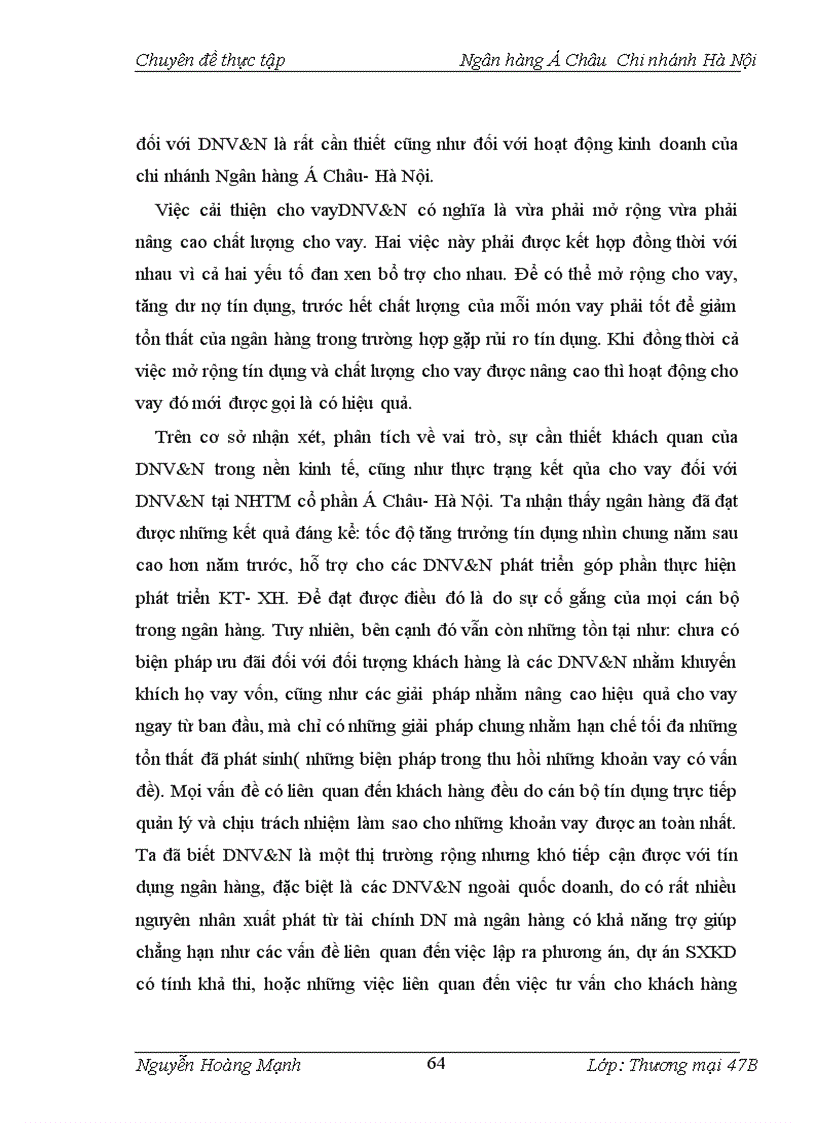image for page Giải pháp nâng cao chất lượng tín dụng đối với DNV N tại Ngân hàng Á Châu Chi nhánh Hà Nội