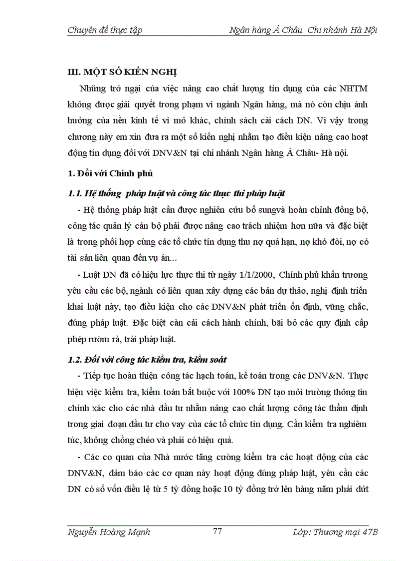 image for page Giải pháp nâng cao chất lượng tín dụng đối với DNV N tại Ngân hàng Á Châu Chi nhánh Hà Nội
