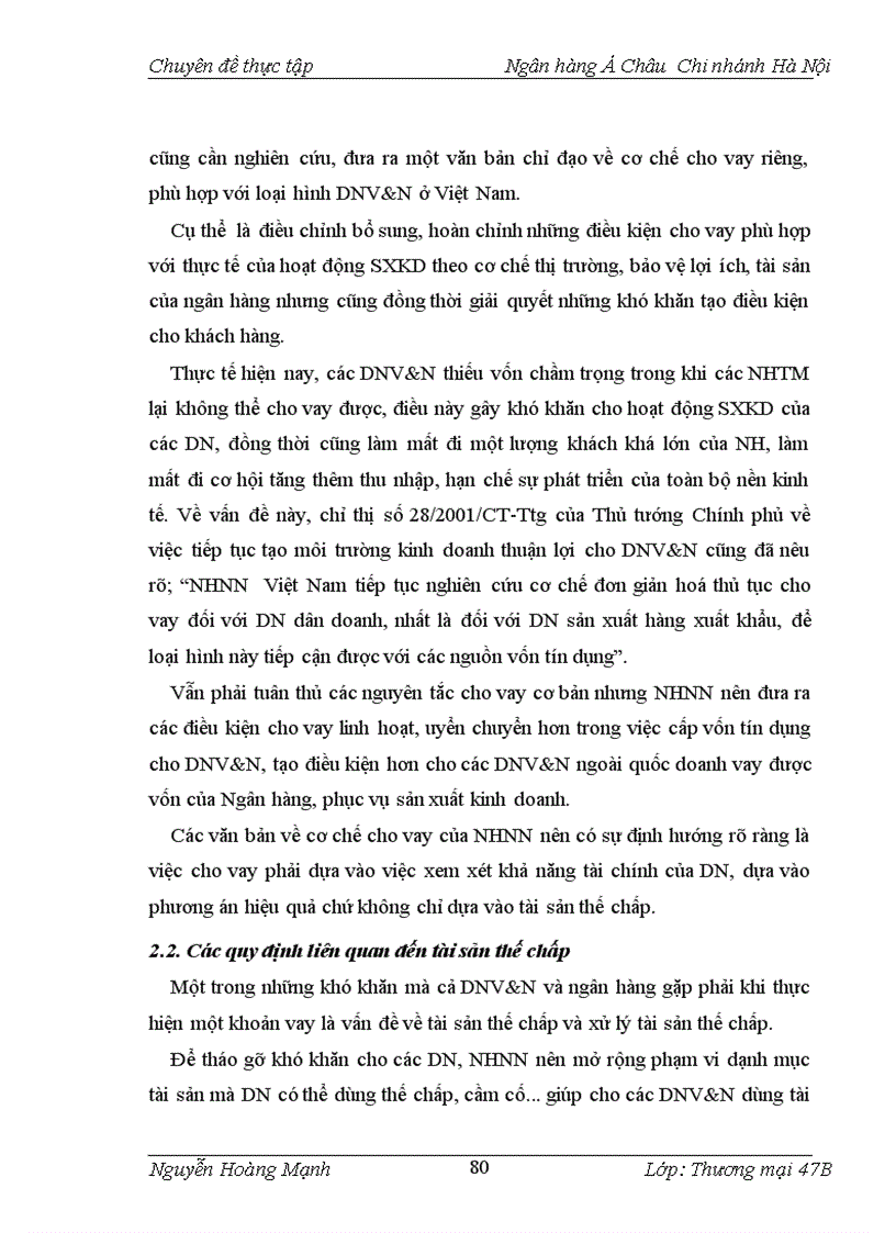 image for page Giải pháp nâng cao chất lượng tín dụng đối với DNV N tại Ngân hàng Á Châu Chi nhánh Hà Nội
