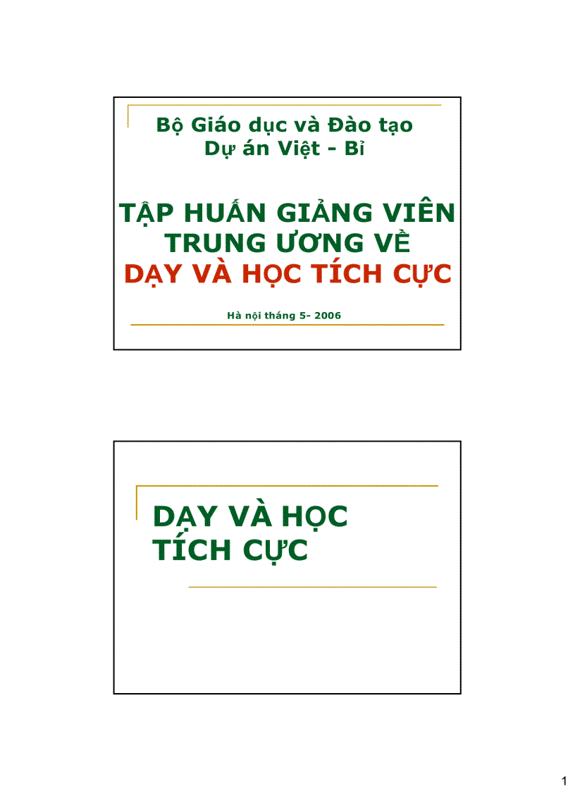 Dạy học tích cực và sử dụng Thiết bị trong dạy học tích cực