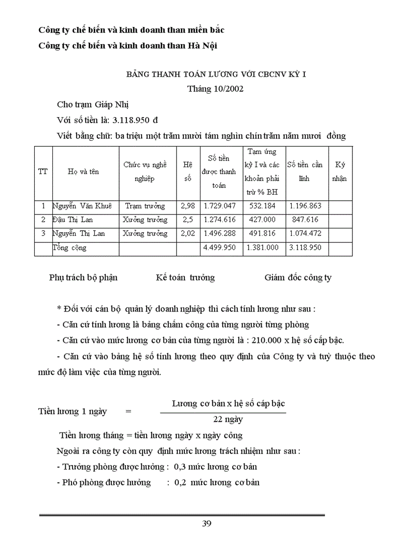 image for page Công tác kế toán tiền lương và các khoản trích theo lương tại Công ty chế biến và kinh doanh than Hà Nội