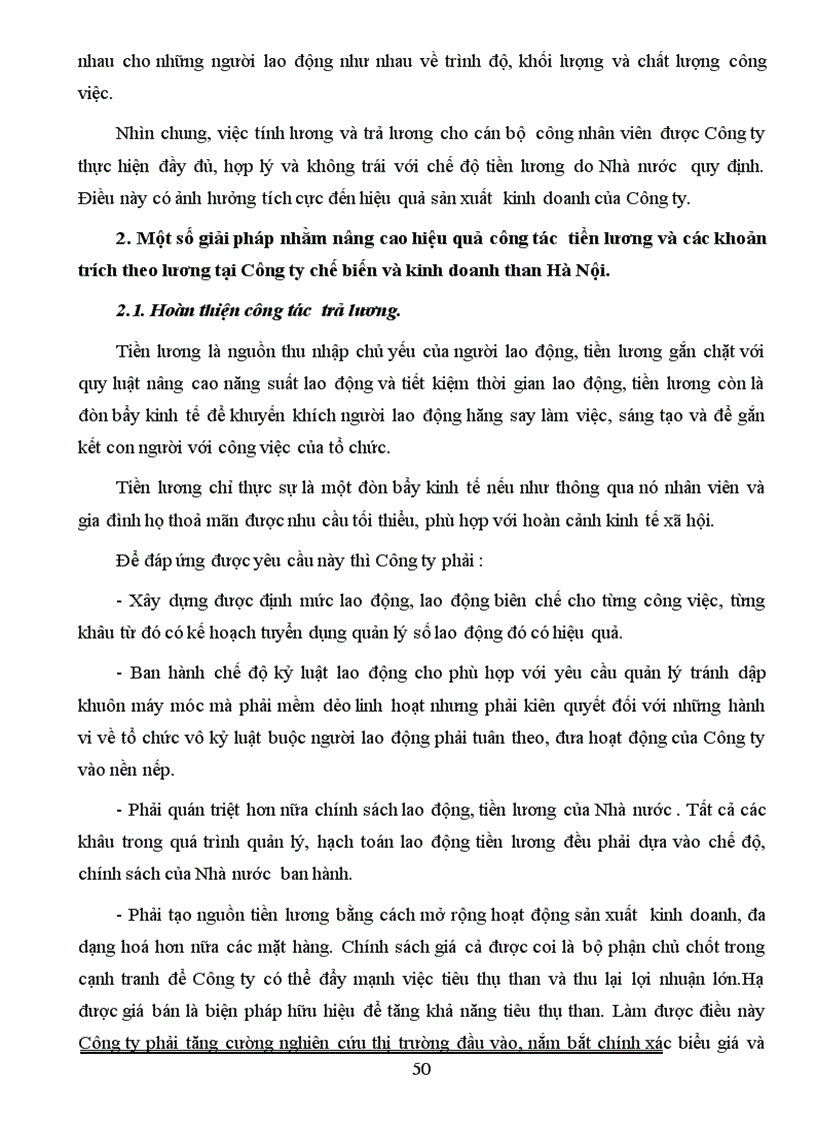 image for page Công tác kế toán tiền lương và các khoản trích theo lương tại Công ty chế biến và kinh doanh than Hà Nội
