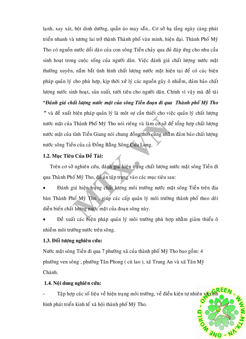 image for page Đánh giá chất lượng nước mặt sông Tiền qua đoạn thành phố Mỹ Tho