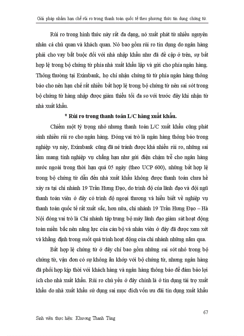 image for page Giải pháp nhằm hạn chế rủi ro trong thanh toán quốc tế theo phương thức tín dụng chứng từ tại ngân hàng thương mại cổ phần xuất nhập khẩu Việt Nam