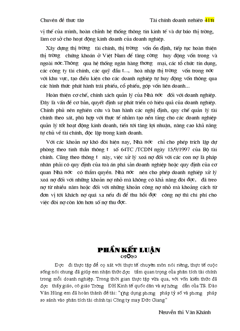 image for page Ứng dụng phương pháp phân tích tỷ số và phương pháp so sánh vào phân tích tài chính của Công ty may Đức Giang