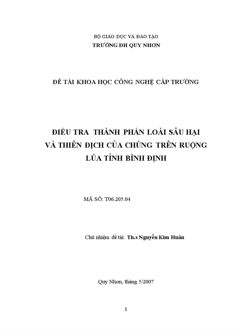 image for page Điều tra thành phần loài sâu hại và thiên địch của chúng trên ruộng lúa tỉnh bình định