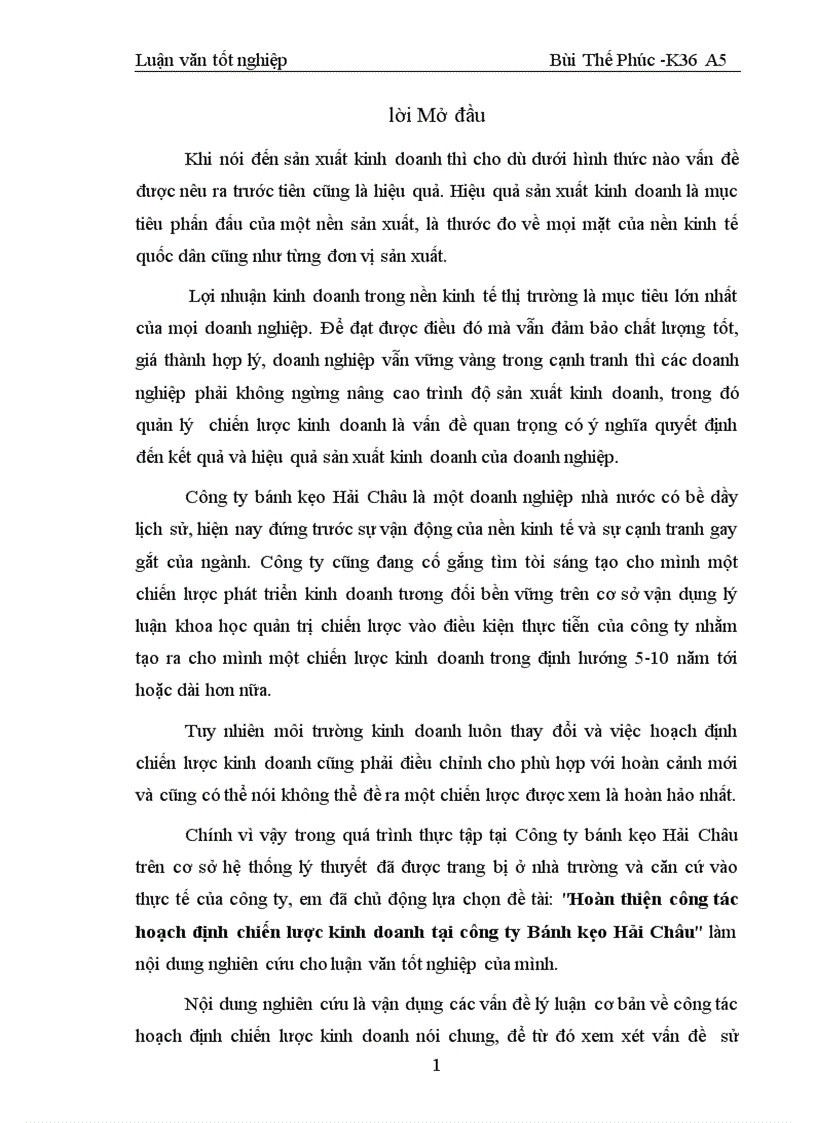 image for page Hoa n thiê n công ta c hoa ch đi nh chiê n lươ c kinh doanh ta i công ty ba nh ke o Ha i Châu