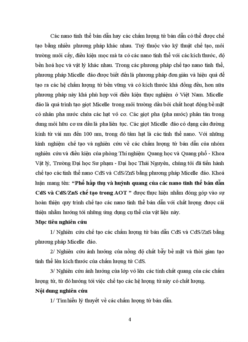 image for page Phổ hấp thụ và huỳnh quang của các nano tinh thể bán dẫn CdS và CdS ZnS chế tạo trong AOT