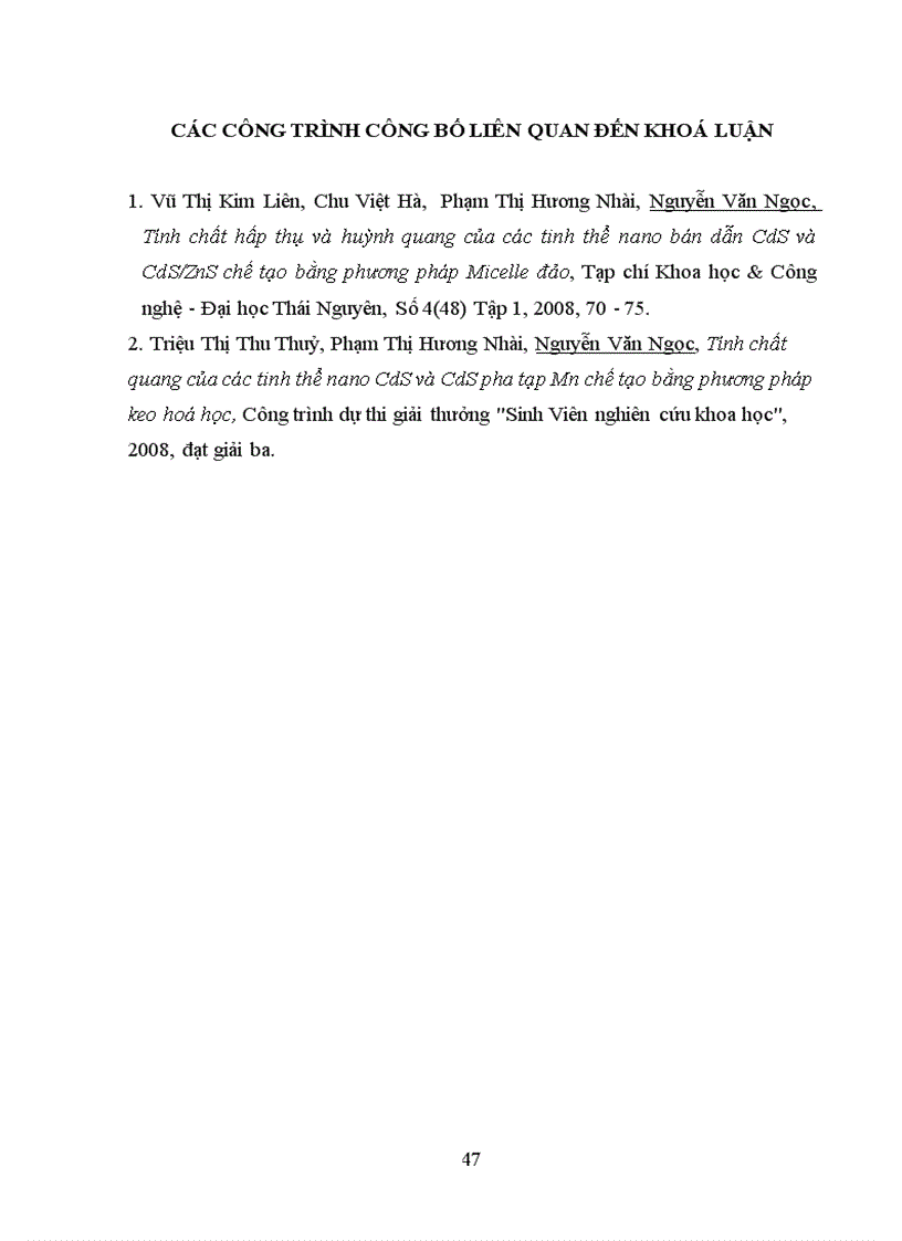 image for page Phổ hấp thụ và huỳnh quang của các nano tinh thể bán dẫn CdS và CdS ZnS chế tạo trong AOT